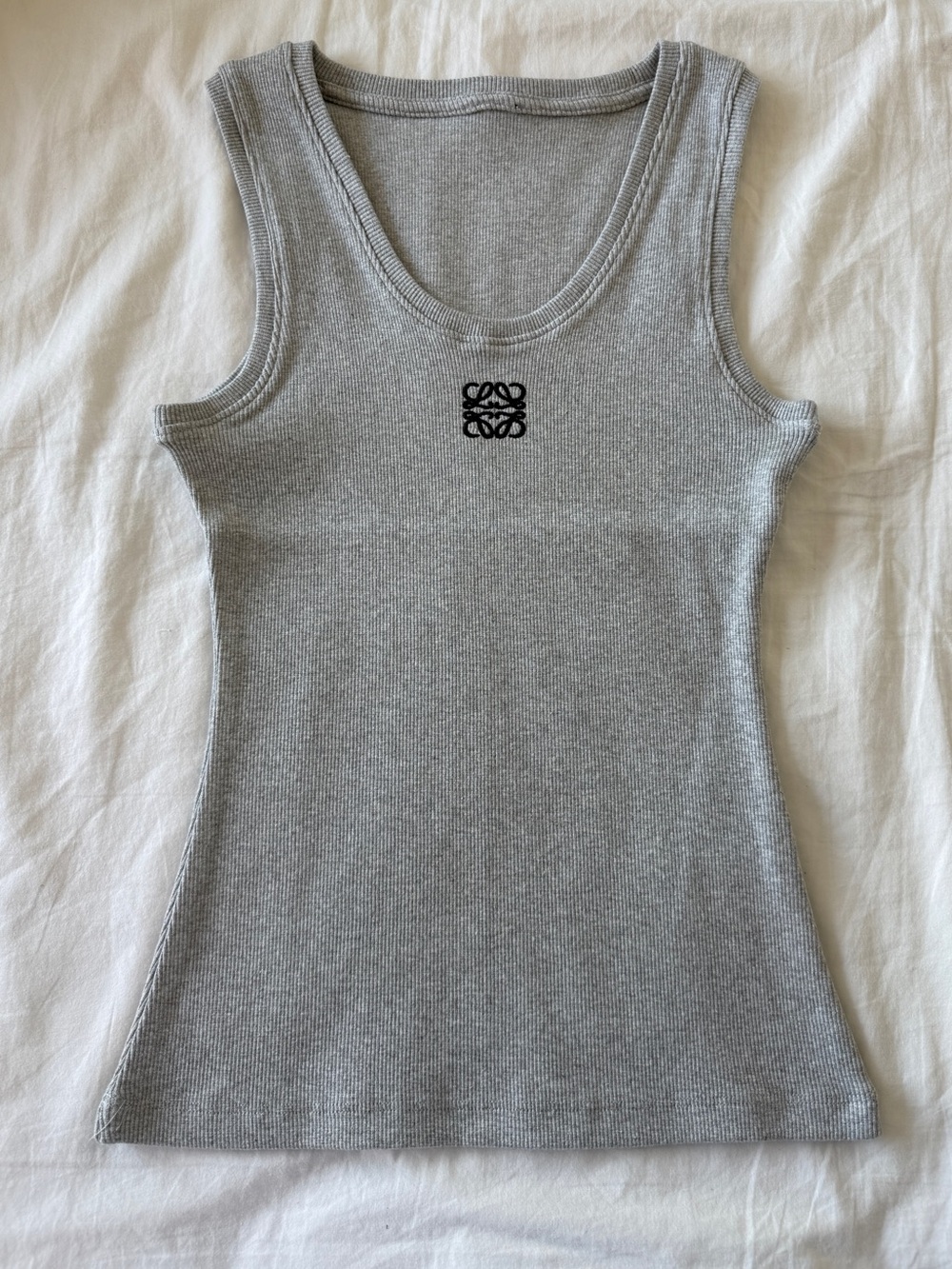 Loewe Light Gray Ribbed Tank with Black Anagram Logo